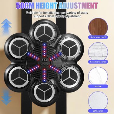 Музична боксерська машина для тренувань: Bluetooth, світлові ефекти, 3 режими, підрахунок ударів (81353)