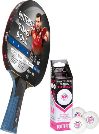 Набір для настільного тенісу Butterfly Timo Boll Black + 3 м'ячі ITTF R40+ | Професійна ракетка та м'ячі для настільного тенісу
