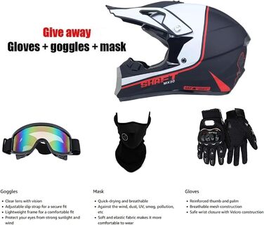 Дитячий мотокросовий шолом Fullface з рукавичками, маскою та окулярами для MTB, Downhill, ендуро, ATV, комплект мотошолома для хлопчиків та чоловіків
