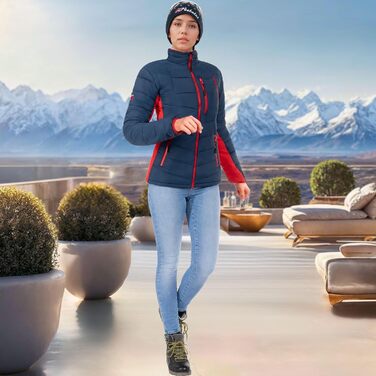 Жіноча куртка Nebuus GRAFFITY: тепла, практична та універсальна для осені та зими (S, темно-синій/червоний)