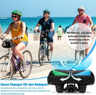 Велосипедне сідло CDYWD для чоловіків та жінок, широке, м'яке, гелеве, ергономічне, універсальне, синьо-зелене