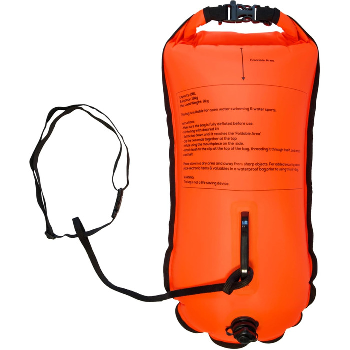 Надувна плавуча шийка Crea-Do для дорослих з мішком для сухого зберігання, кишенькою для телефону та сигнальним свистком. Об'єм 28L. Безпечне плавання у відкритій воді, триатлон, снорклінг, водні види спорту.