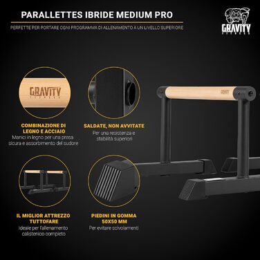 Паралети Gravity Fitness з дерев'яними ручками, середні бруси для каллістеніки, тренувань з вагою тіла, гімнастики, домашнього спортзалу та фітнесу