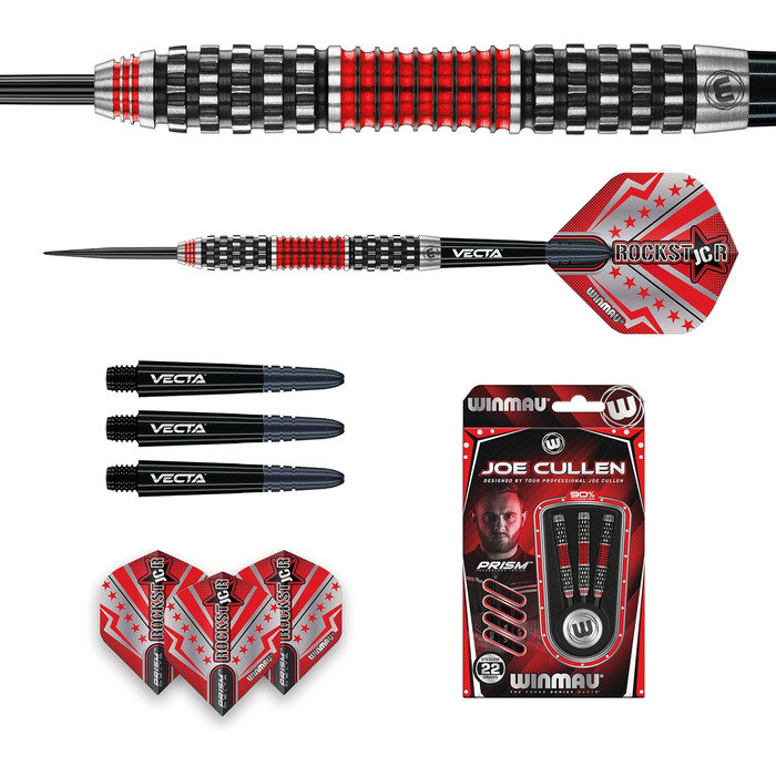 Дротики WINMAU Joe Cullen Rockstar RS 1.0 професійні, вольфрамові, з крилами та стрижнями