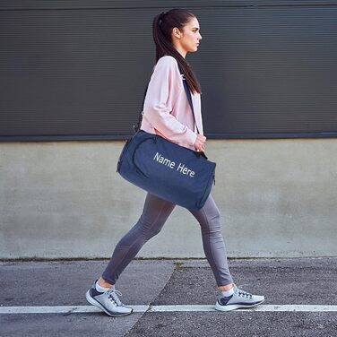 Персоналізована спортивна сумка для подорожей з вишивкою, індивідуальний напис, відділення для взуття та вологих речей (Синя)