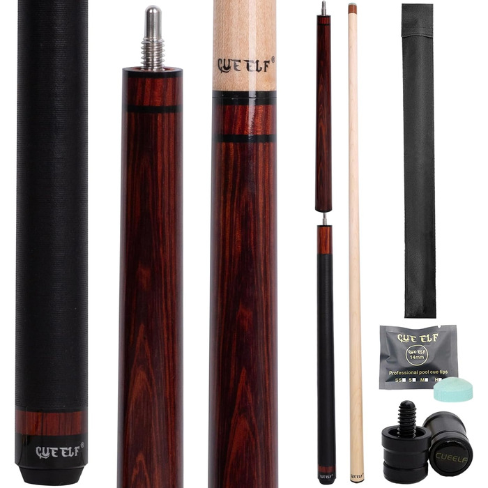 Більярдний кий CUEELF для брейків, 652 г, 3 частини, тверда зелена бакелітова вершина, лаковане дерево