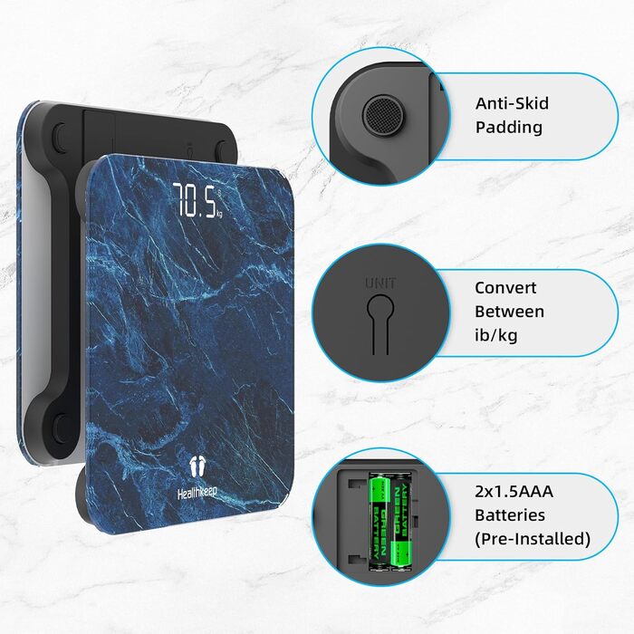 Цифрова вага Healthkeep з LED-дисплеєм, точна, до 180 кг, дерев'яний дизайн
