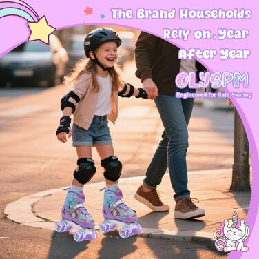 Дитячі ролики для катання, ролики для дівчаток та хлопчиків, регульовані, з LED, фіолетові, з сумкою для зберігання
