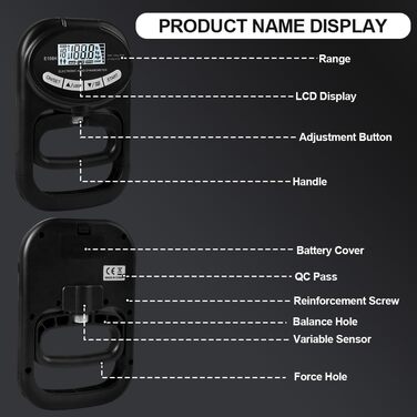 Електронний динамометр для вимірювання сили хвата, 120 кг, з USB-кабелем