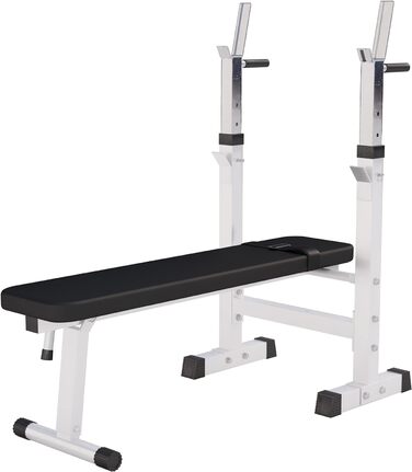 GORILLA SPORTS® Лава для жиму з підставкою, регульована висота і кут нахилу, складана, до 200 кг, чорна або біла, багатофункціональна тренувальна лава