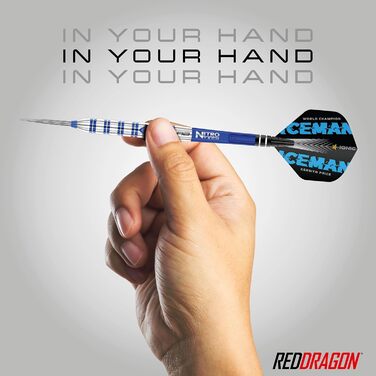 Дротики для дартсу RED DRAGON Gerwyn Price Iceman Originals, вольфрамові, 24 г, з крилами та стрижнями
