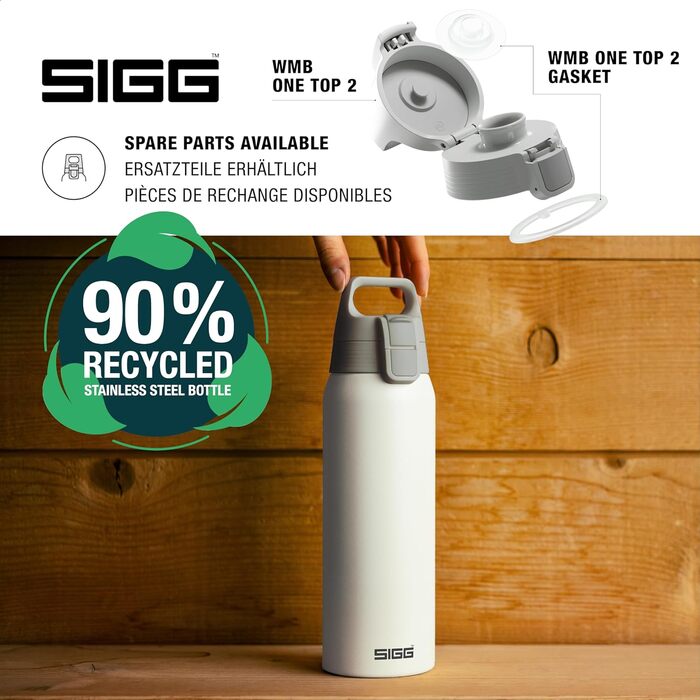 Термос SIGG Shield Therm One 0,75 л, білий, для газованих напоїв, ізольована пляшка з нержавіючої сталі, не протікає, BPA-free, можна мити в посудомийній машині