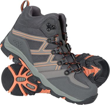 Дитячі трекінгові черевики Mountain Warehouse Oscar - сірі, шкіряні, з надійним зчепленням, утеплені, для хлопчиків та дівчаток, 34 EU