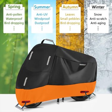 Водонепроникний чохол для мотоцикла Motorrad Abdeckplane 300D, XL (230x90x125cm) з 5 світловідбиваючими смугами, 2 отворами для замка та сумкою