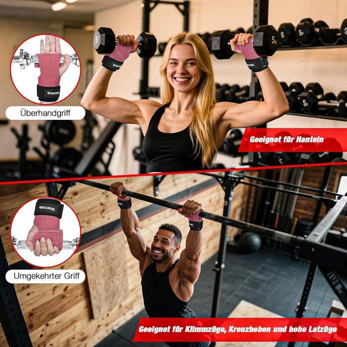 Лідерські ремені для важкої атлетики Zughilfen: для бодібілдингу, силових тренувань та фітнесу. Міцні, неслизькі, професійні. Рожевий, розмір M