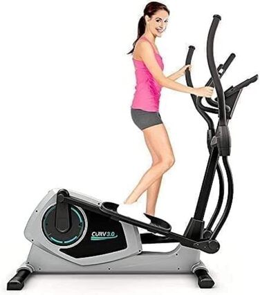 Еліптичний тренажер Bluefin Fitness CURV 3.0 | Кардіотренування вдома | LCD дисплей, Bluetooth, додаток | Чорний та сірий сріблястий