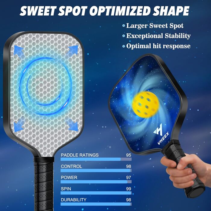 Набір для піклболу: 4 преміум дерев'яні кульки та сумка. Шляпи для піклболу, подарунок для початківців та професіоналів, обладнання для тренувань. Підходить для жінок, чоловіків, сімей. (Зоряне небо, 4 шт.)