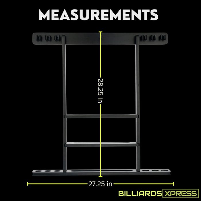 Тримач для кия для більярду Pool-Queue-Regal з 16 тримачами для куль та 6 шт. крейди, чорний