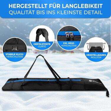 Чохол для лиж STYNGARD Kitzbühel (2 пари, до 200 см) - чорно-синій, водонепроникний