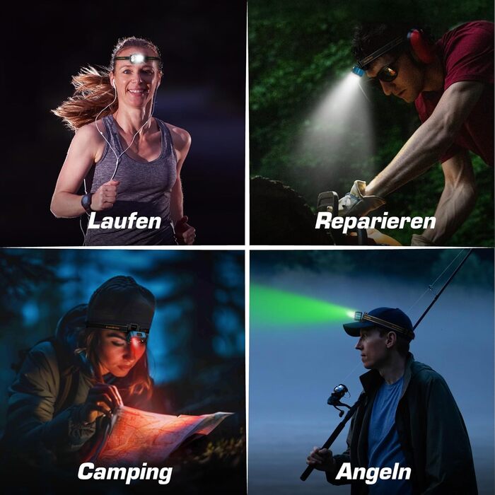 EverBrite LED налобний ліхтар: перезарядна, 45г, IP67, 7 режимів, червоне та зелене світло. Ідеально для бігу, походів, кемпінгу