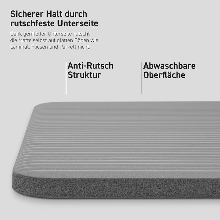 MSPORTS Килимок для гімнастики Преміум з сумкою, постером та додатком для фітнесу. Зручний, 190 x 80 x 1,5 см, антрацит. Без фталатів. Килимок для йоги сіро-антрацитового кольору 190 x 80 x 1,5 см