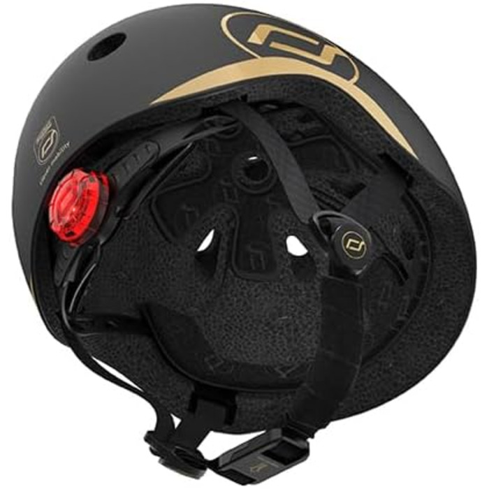 Дитячий захисний шолом Scoot & Ride XXS, чорний/золотий, з LED підсвіткою, регульований