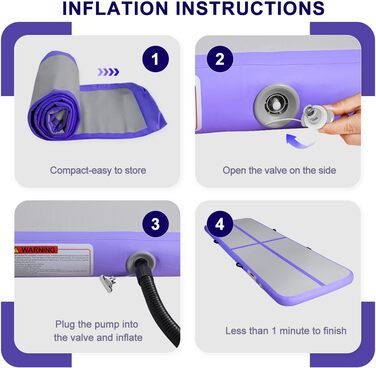 Надувна гімнастична матка для фітнесу, йоги та тренувань - 20 см, 2/3/4/5/6 м