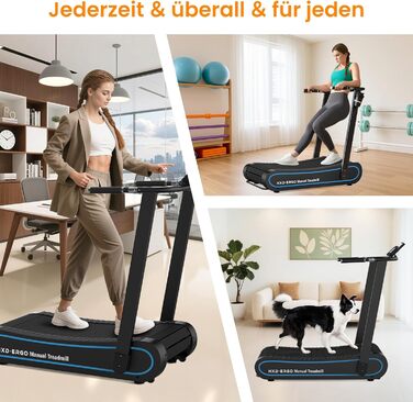 Тренажер для бігу HXD-ERGO для дому, складаний, з LCD-дисплеєм. Немоторизована бігова доріжка 2-в-1 для домашніх та офісних тренувань.