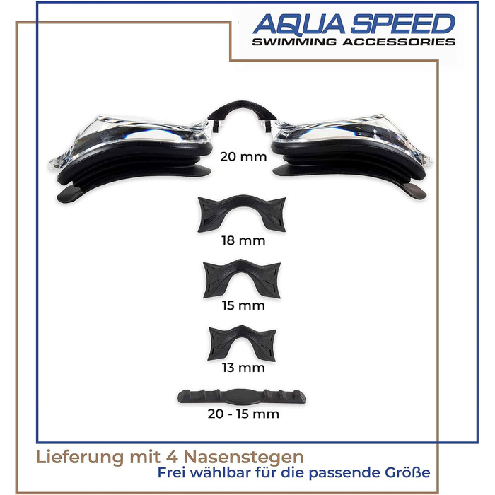 Окуляри для плавання Aqua Speed Lumina з діоптріями для дорослих (чорні, прозорі лінзи, короткозорість, індивідуальний підбір лівої та правої лінзи)