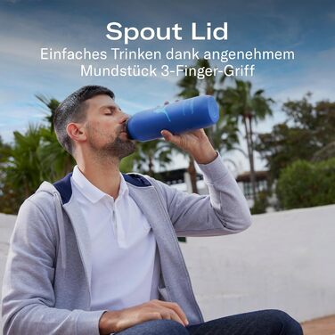 Термос пляшка waterdrop MICRODRINK x Novak Djokovic 600 мл, ізольована сталева пляшка для напоїв, 24 год холоду, 12 год тепла, герметична та ударостійка