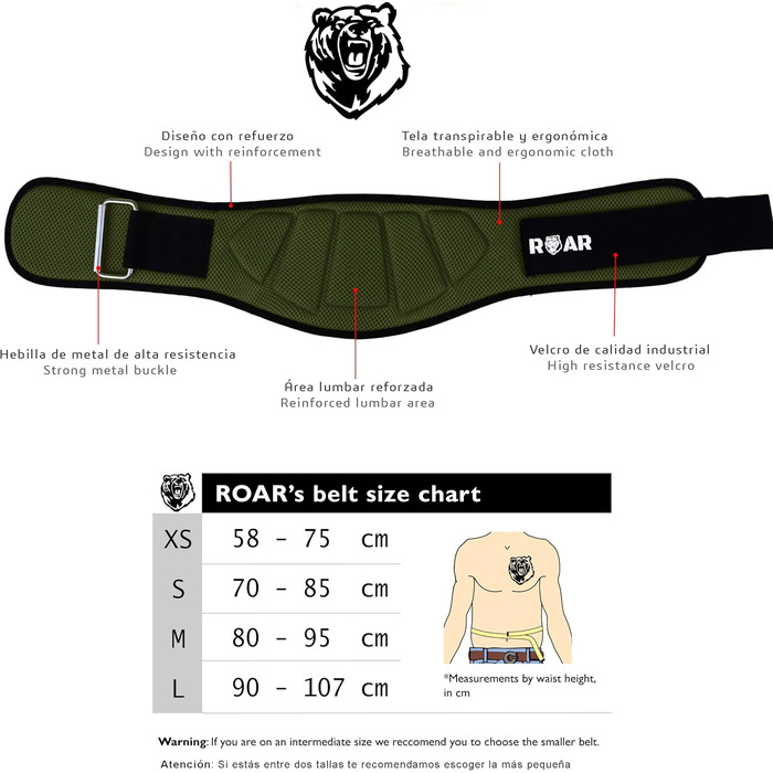 Пояс для важкої атлетики Roar® для чоловіків і жінок, пауерліфтинг, кросфіт, тренажерний зал