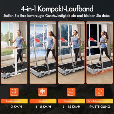 Електричний біговий тренажер BLACK LORD з нахилом 9%, 3.2 PS, Walking Pad 4-в-1 для дому та офісу, 12 програм, динамік, 140 кг