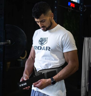 Пояс для важкої атлетики Roar®: для тренувань у залі, пауерліфтингу, кросфіту, чоловічий та жіночий, сірий, XS