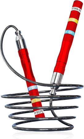 Скакалка Flintronic Speed Springseil: регульована, 300 см, з подвійним підшипником, алюмінієва ручка, для фітнесу, кросфіту, боксу та кардіо, червона