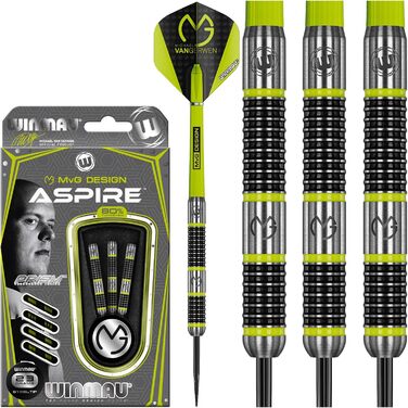 Дротики WINMAU Michael Van Gerwen MvG Aspire 23 г, вольфрамові, сталевий наконечник, з призмовими крилами та нейлоновими стрижнями