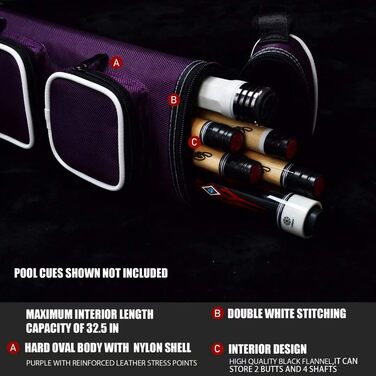 Більярдний кий Collapsar 2x4 Hart з чохлом, фіолетовий нейлон