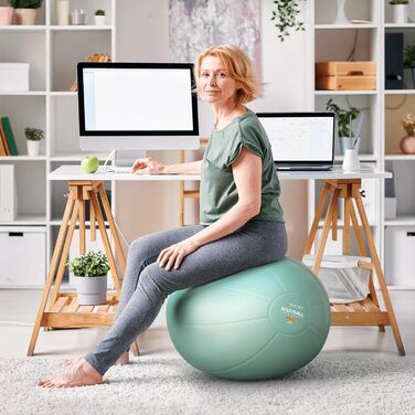 М'яч для фітнесу та йоги MANTRA SPORTS – фітбол для офісу, спини та вагітності, баланс-м'яч, розмір L (1,61 м – 1,78 м), колір м'ятний