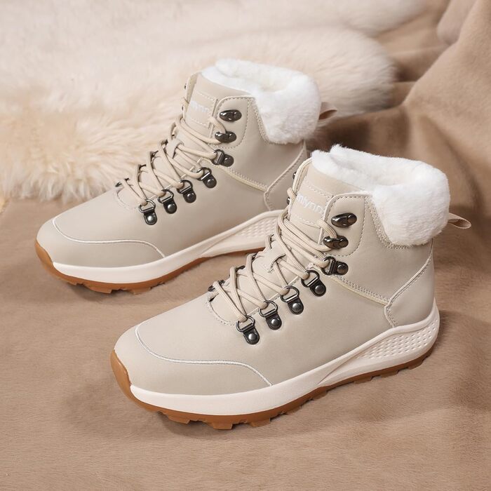 Жіночі зимові черевики, зимові чоботи, утеплені снігоступи, Outdoor, трекінг, похідні черевики, бежевий, 38 EU