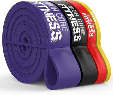 Резинки для кроссфіту Klimmzugband: Набір для тренувань, сили, мобільності та реабілітації. 4 шт. (Lila, Schwarz, Rot, Gelb)