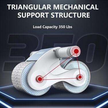 Ролик для пресу з автоматичним відкатом для дому, стабільний тренажер для пресу, з наколінниками, для тренування пресу та сили, світло-блакитний