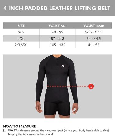 Шкіряний ремінь для бодібілдингу та фітнесу Gorilla Wear 4 дюйми, з підкладкою, чорний, унісекс, розмір S-M