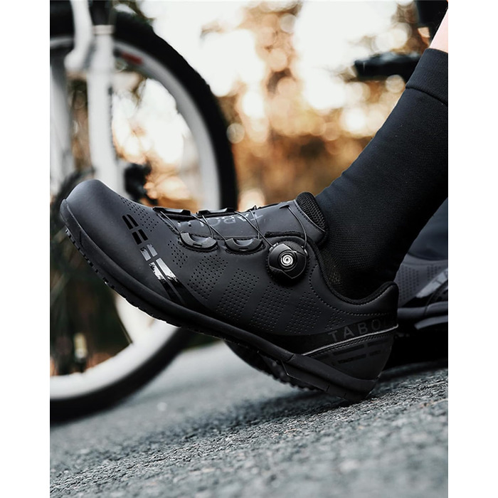 Велотуфлі для чоловіків та жінок: шосейні та MTB, з гумовою підошвою, дихаючі кросівки, антиковзкі, без застібок, розміри 36-47 EU, 43 EU, чорний