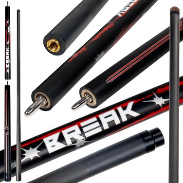 Білльярдний кий Collapsar Power-Break з карбоновим композитом, 3 секції, 12.9 мм, 590 г (чорний мат з червоним)