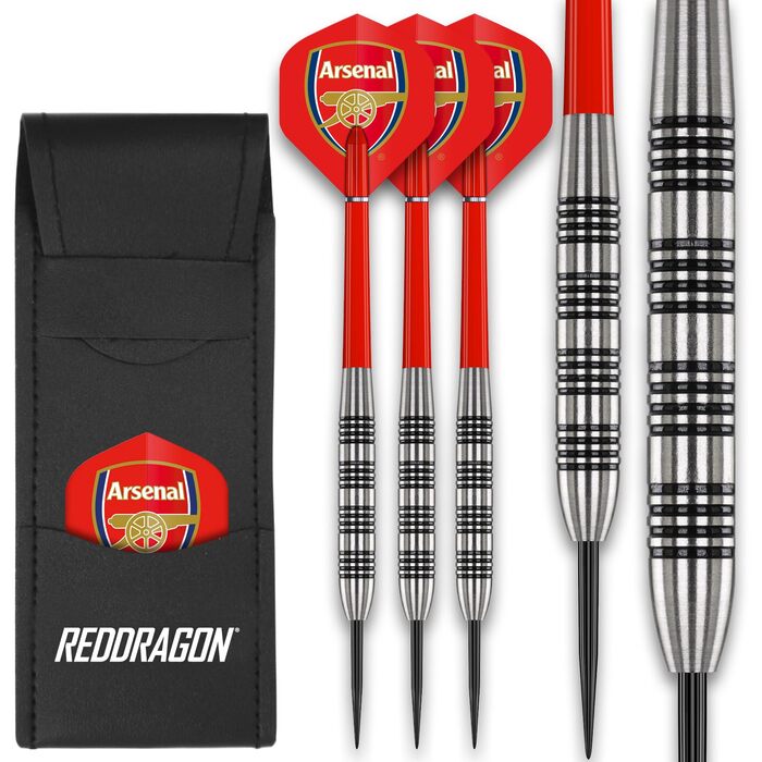 Професійні дротики (дартс) Arsenal FOCO Red Dragon 24г, 80% Tungsten, з металевими наконечниками, пір'ями та гаманцем для дротиків