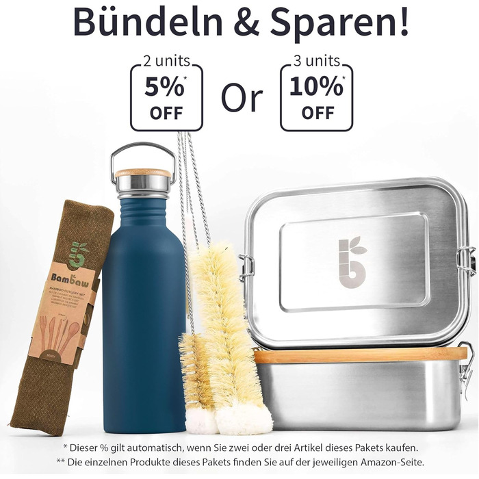 Сталева пляшка для води Bambaw 1л | Багаторазова еко-пляшка | Для кемпінгу та походів | Без пластику | Спортивна пляшка, не протікає (500 мл, Азур-блакитний)