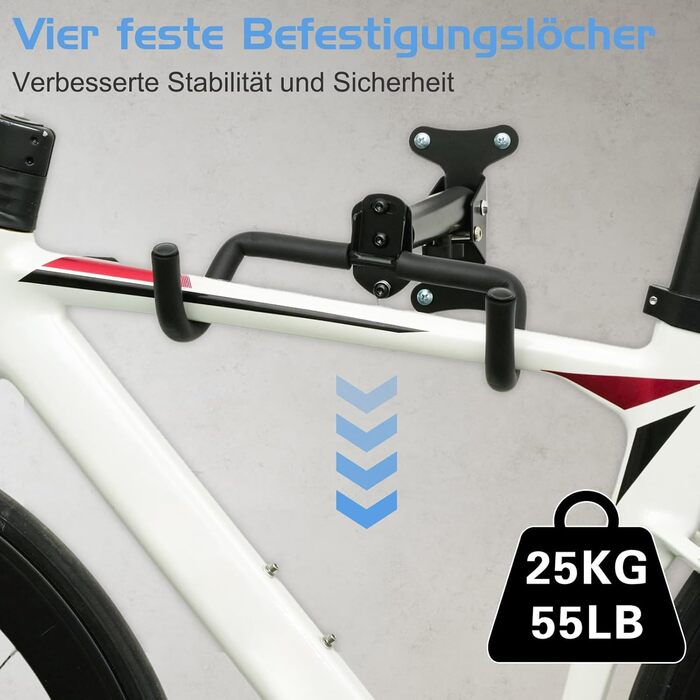 Кріплення для велосипеда на стіну CYFIE (2 шт.) - складне, з м'якою підкладкою, до 25 кг, для MTB та шосейних велосипедів