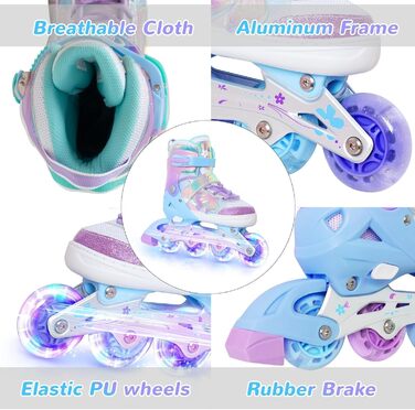 Дитячі ролики Nattork для дівчаток, 4 розміри, регульовані, рожеві, середній (32-36 EU)