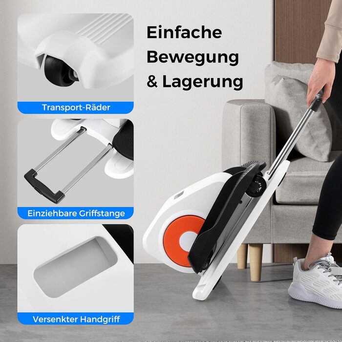 Міні еліптичний тренажер COSTWAY під стіл, електричний крос-тренажер з LED-дисплеєм та пультом дистанційного керування, кардіо-тренажер степер для дому, портативний педальний тренажер для дорослих та літніх людей (білий)