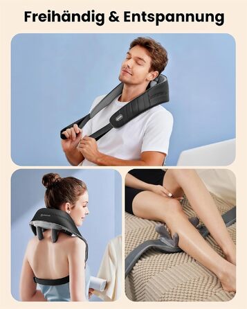 Бездротовий масажер для шиї та плечей Comfier Shiatsu 3D з підігрівом та вібрацією, акумуляторна масажна подушка для спини