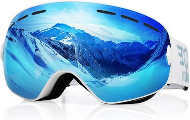 Снігові окуляри EXP VISION для чоловіків та молоді, захист 100% UV400, антизапітніння, знятна сферична лінза (M, блакитний)